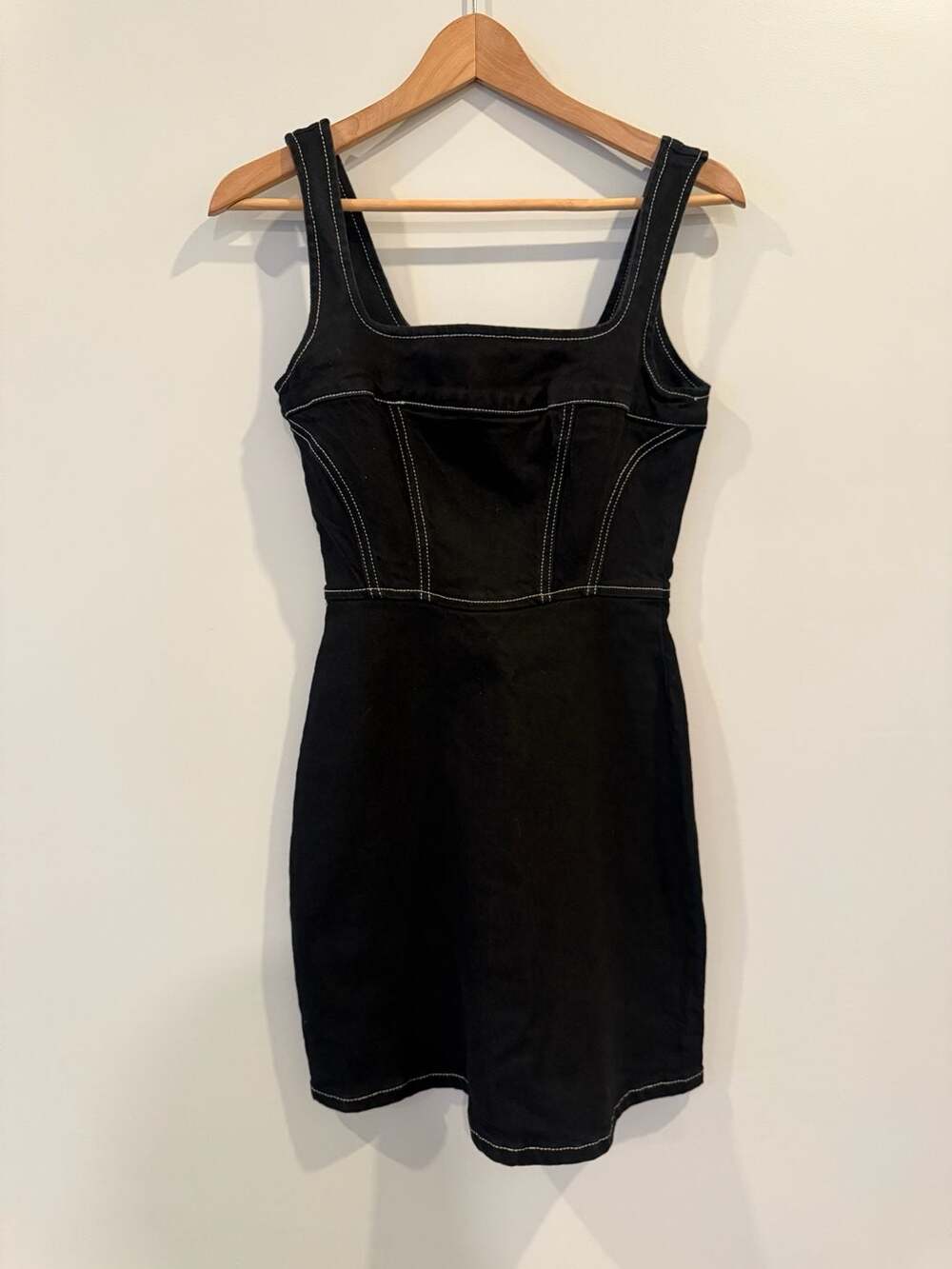 Reformation Jeans Davies Black Washed Jean Stitch Mini Dress Size 2